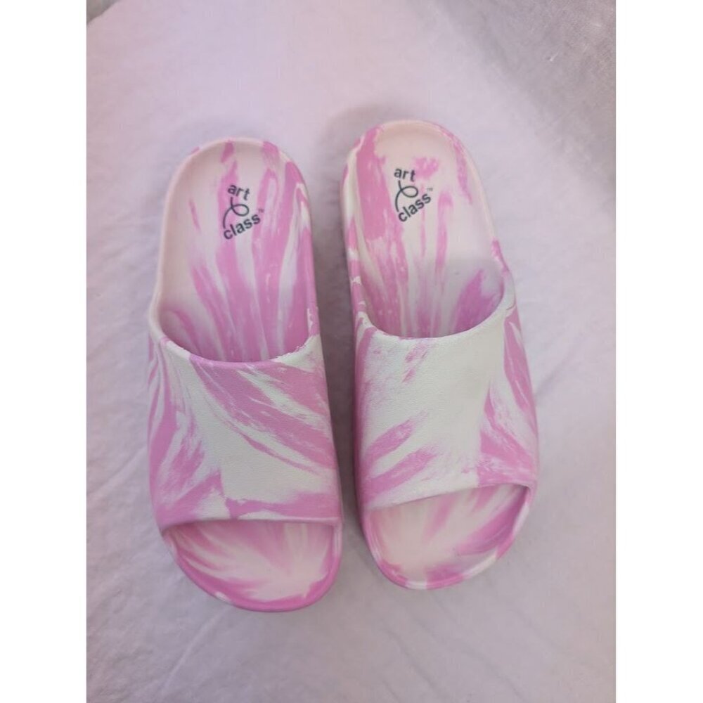 Art class girls size youth 5 pink and white marble Edie slides, chunky new, P8 - Picture 3 of 9